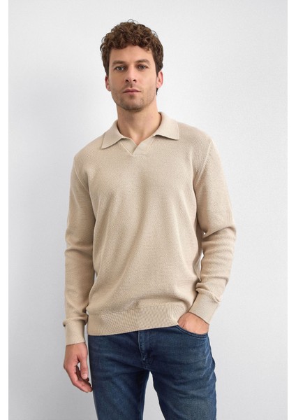 Pamuklu Regular Fit Triko Polo Yaka Kazak Erkek Polo Yaka Kazak B35W40029 114 modelleri