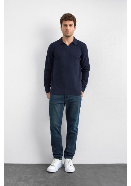 Pamuklu Regular Fit Triko Polo Yaka Kazak Erkek Polo Yaka Kazak B35W40029 119 indirimleri