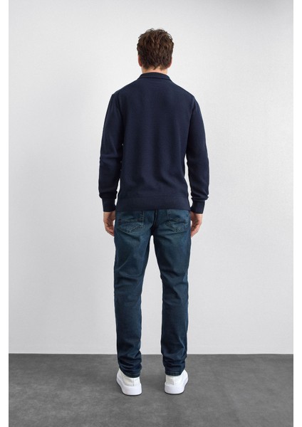 Pamuklu Regular Fit Triko Polo Yaka Kazak Erkek Polo Yaka Kazak B35W40029 119