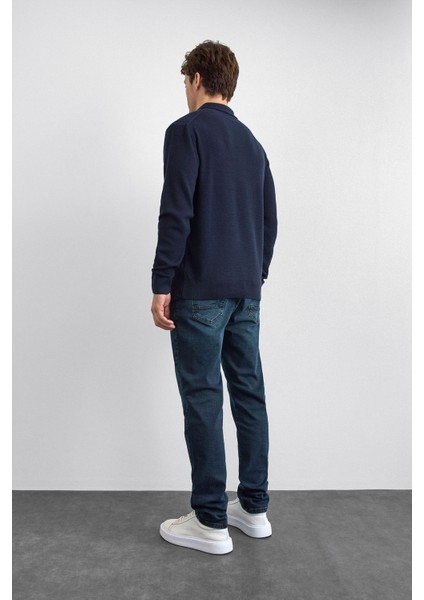 Pamuklu Regular Fit Triko Polo Yaka Kazak Erkek Polo Yaka Kazak B35W40029 119