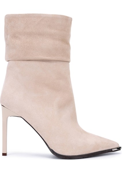 Kadın Hakiki Deri Taş Süet Topuklu Bot 594 5087 Bn Bot SK25-26 Tas Mts Suet