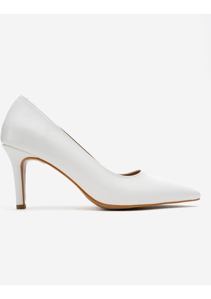 Kadın Stiletto Ayakkabı Beyaz Kırışık fiyatları