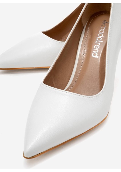 Kadın Stiletto Ayakkabı Beyaz Kırışık modelleri