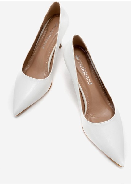 Kadın Stiletto Ayakkabı Beyaz Kırışık indirimleri