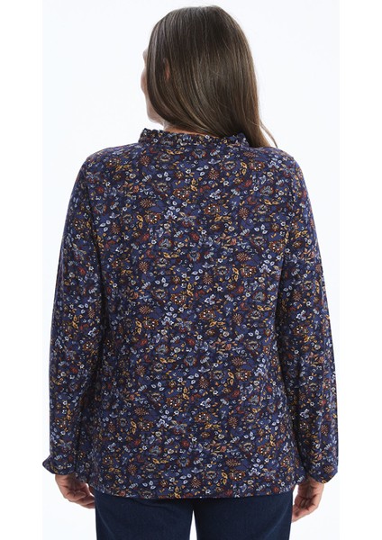 Yeni Sezon Bağlamalı Yaka Desenli Uzun Kollu Kadın Bluz indirimleri