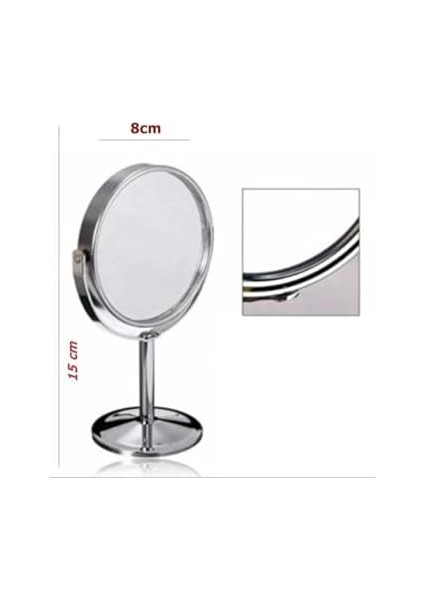 Orret Home Mini Masa Üstü Makyaj Aynası, 360 Derece Dönebilen, Çift Taraflı, Krom Kaplama, Kompakt ve Şık Tasarım (Yuvarlak) modelleri