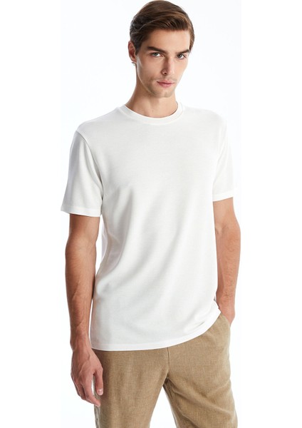 Yeni Sezon Bisiklet Yaka Kısa Kollu Erkek Dokulu Tişört