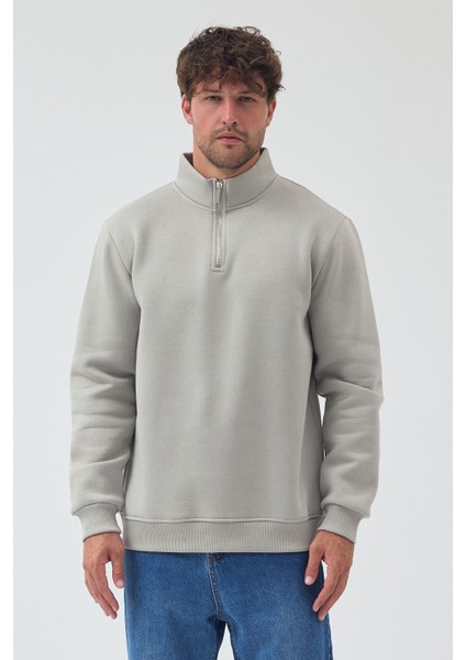 Erkek Oversize Yarım Fermuarlı Içi Polarlı Yumuşak Dokulu %100 Pamuk Sweatshirt modelleri