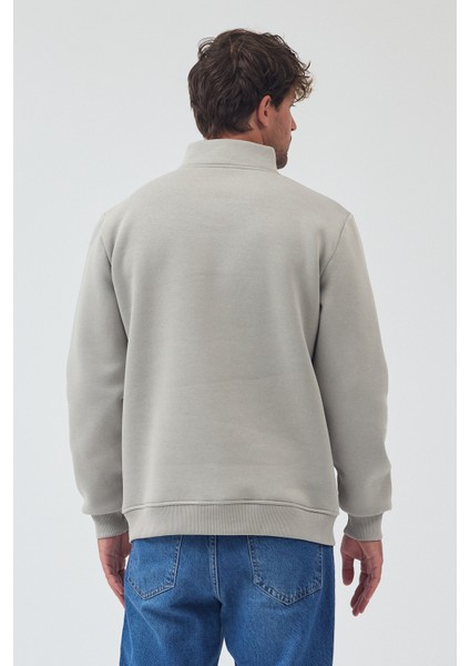 Erkek Oversize Yarım Fermuarlı Içi Polarlı Yumuşak Dokulu %100 Pamuk Sweatshirt indirimleri