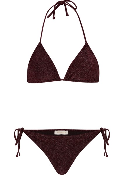 Simli Siyah Üçgen Bikini Takımı