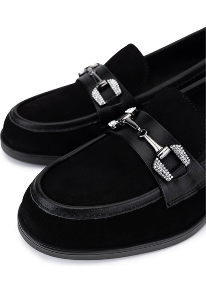 Kadın Hakiki Deri Siyah Süet Makosen Ayakkabı 488 1385 Bn Ayk SK25-26 Syh Suet/dr modelleri