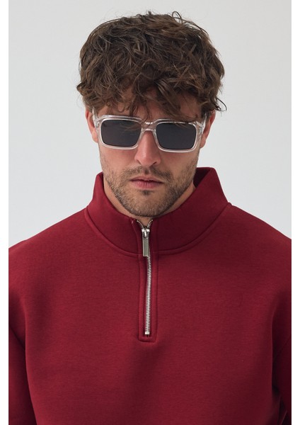 Erkek Oversize Yarım Fermuarlı Içi Polarlı Yumuşak Dokulu %100 Pamuk Sweatshirt fırsatları