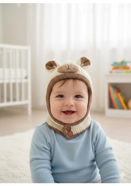 Kitti 25480-03 Düğmeli Boyunluk Triko Bere