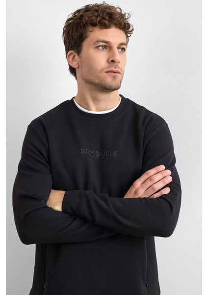 Pamuklu Regular Fit Bisiklet Yaka Cepli Sweat Erkek Sweat B35W12031 102 fiyatları