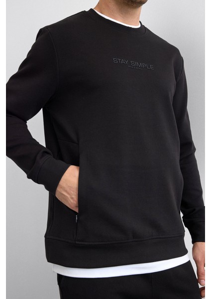 Pamuklu Regular Fit Bisiklet Yaka Cepli Sweat Erkek Sweat B35W12031 102