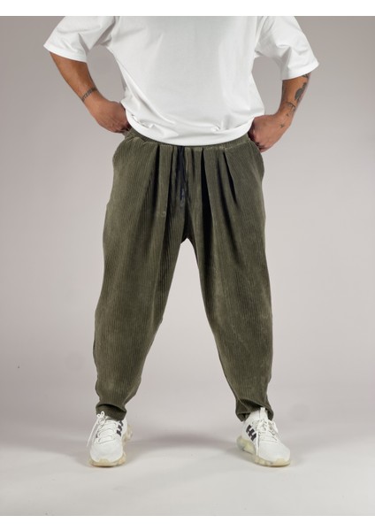 Haki Kadife Pileli Yarım Şalvar COC1033 fiyatları