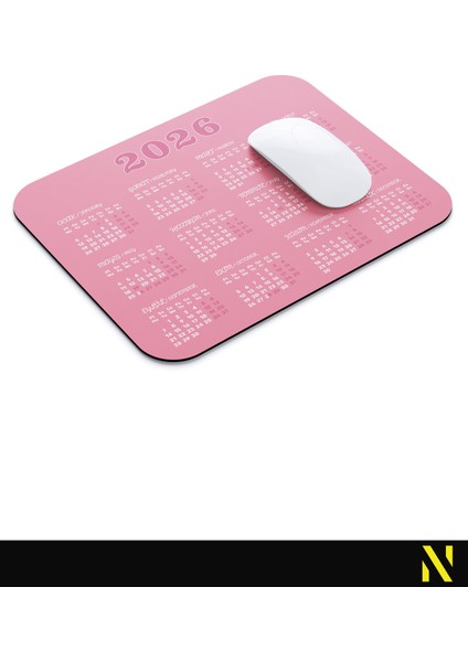 2026 Takvimli Pembe Renkli Ergonomik Mouse Pad - 23 cm X19 cm - Kaydırmaz Taban Ev ve Ofis Kullanımı Için Ideal Fare Altlığı Mousepad modelleri