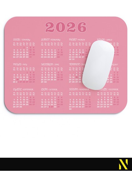 2026 Takvimli Pembe Renkli Ergonomik Mouse Pad - 23 cm X19 cm - Kaydırmaz Taban Ev ve Ofis Kullanımı Için Ideal Fare Altlığı Mousepad fırsatları