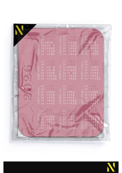 2026 Takvimli Pembe Renkli Ergonomik Mouse Pad - 23 cm X19 cm - Kaydırmaz Taban Ev ve Ofis Kullanımı Için Ideal Fare Altlığı Mousepad