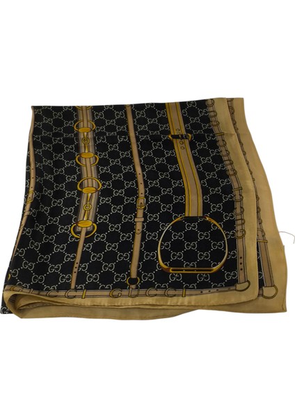Vual Ipek Şal Monogram Kemer Desen Siyah Gold indirimleri
