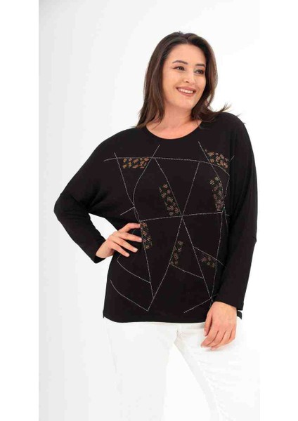 Yarasa Kollu Taşlı Bluz