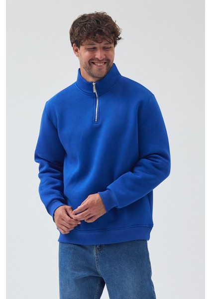 Erkek Oversize Yarım Fermuarlı Içi Polarlı Yumuşak Dokulu %100 Pamuk Sweatshirt modelleri
