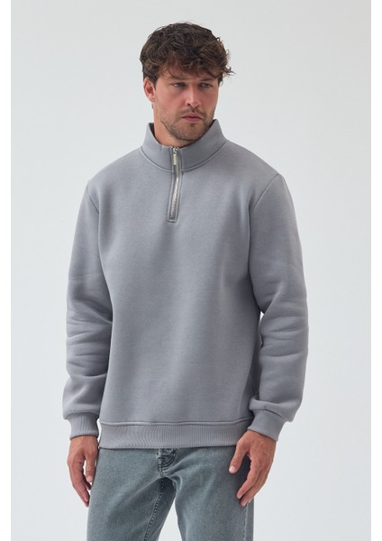 Erkek Oversize Yarım Fermuarlı Içi Polarlı Yumuşak Dokulu %100 Pamuk Sweatshirt modelleri