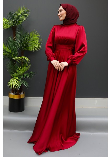 Beli Çapraz Bağlamalı Elbise Bordo modelleri