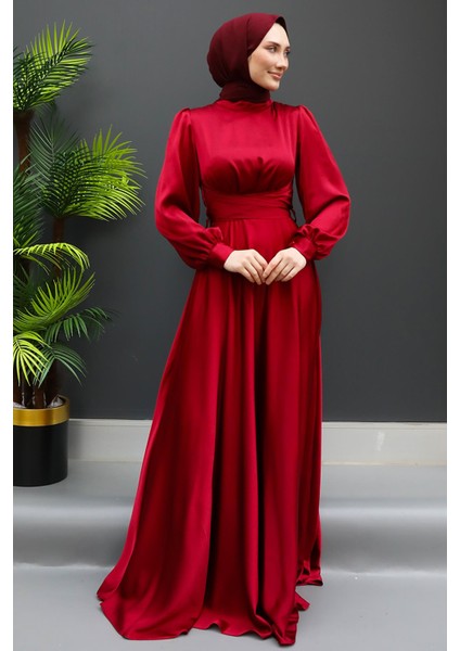 Beli Çapraz Bağlamalı Elbise Bordo fırsatları