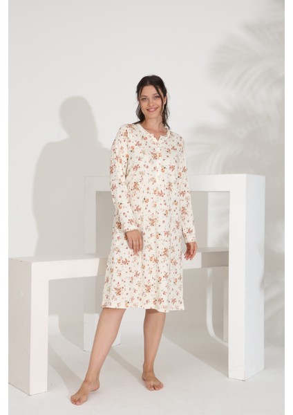 %100 Pamuk Uzun Kol Kadın Elbise 91225