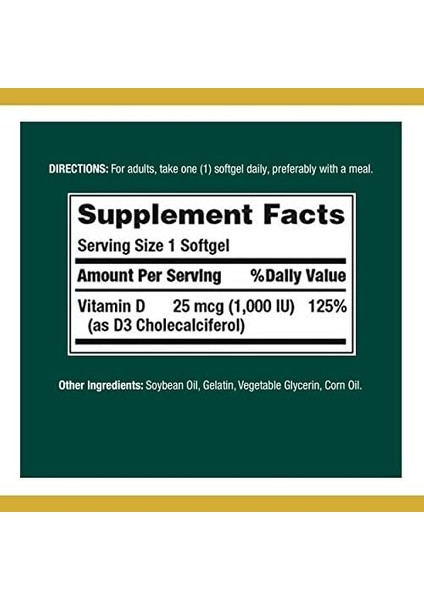 Nature's Bounty Nature' S Bounty Vitamin D3-1000 Iu 100 Softgel modelleri