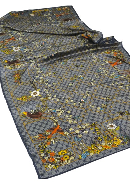 Vual Ipek Şal Çiçekli G Baskılı Kot Mavi indirimleri