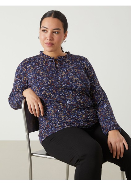 Yeni Sezon Bağlamalı Yaka Desenli Uzun Kollu Kadın Bluz fiyatları