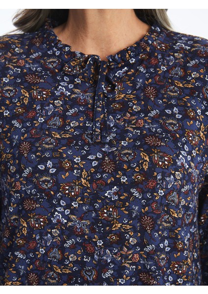 Yeni Sezon Bağlamalı Yaka Desenli Uzun Kollu Kadın Bluz fırsatları