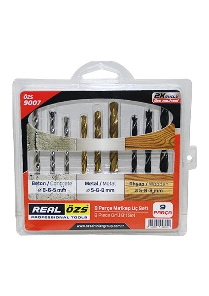 9 Parça Matkap Ucu Seti Beton - Metal - Ahşap - 5-6-8mm (5047)