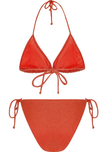 Simli Oranj Üçgen Bikini Takımı fiyatları