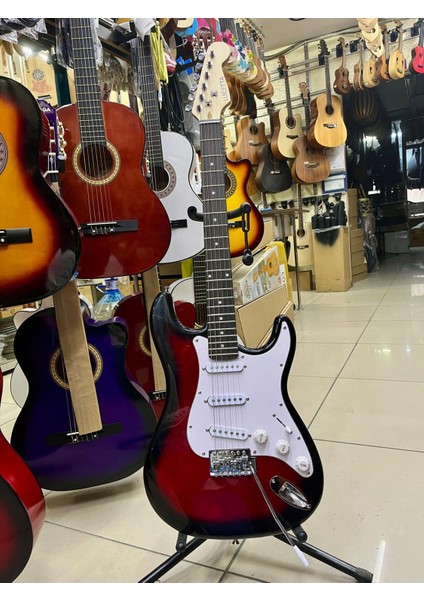 3 Sıngle Redburst (Kırmızı) Elektro Gitar Kılıf Pena Dahil Kod 3054