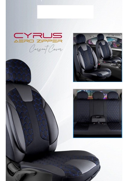 Renault Clio 2 Hb Deri Detaylı Oto Koltuk Kılıfı Ön Arka Set Cyrus Seri Siyah Mavi Scr indirimleri