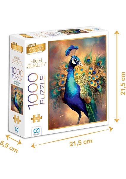 Tavus Kuşu - 1000 Parçalı Puzzle - 48 x 68 cm