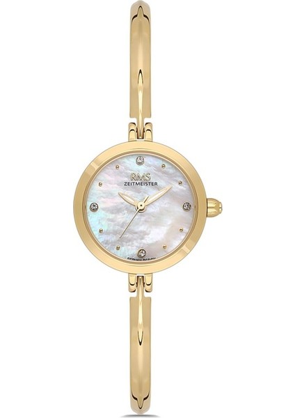 RMS.1.AG2106.20 Minimal Taşlı Tasarım Kristal Cam 3 Atm Suya Dayanıklı Altın Renk Kadın Kol Saati