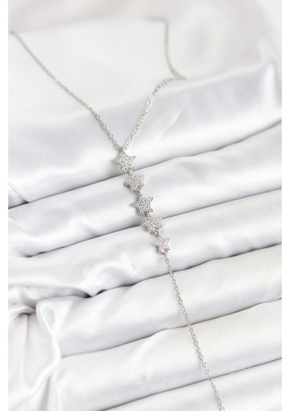 316L Çelik Zincir Gümüş Renk Yıldız Model Y Kolye - Lisinya