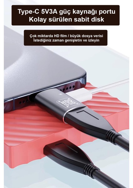 GA89 Type-C To Şarj + Otg 3.0 2in1 Adaptör Telefona Harddisk Bağla Alüminyum Kasa fırsatları