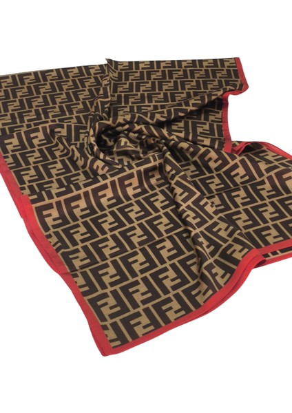 F Desen Vual Ipek Şal Bordo Kahve modelleri