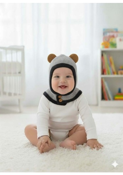 Kitti 25480-02 Düğmeli Boyunluk Triko Bere