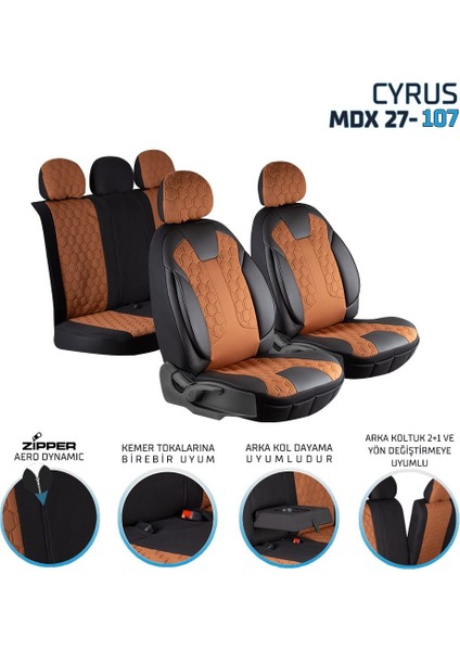 Volvo XC70 Deri Detaylı Oto Koltuk Kılıfı Ön Arka Set Cyrus Seri Tarçın Scr fırsatları