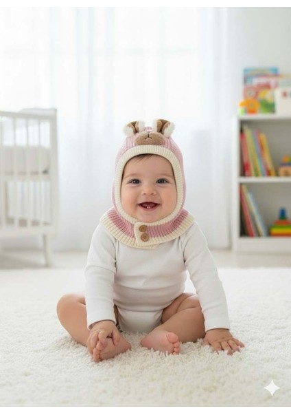 Kitti 25480-03 Düğmeli Boyunluk Triko Bere