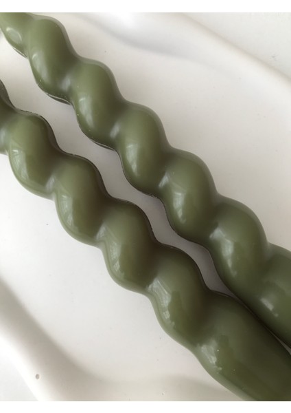 2'li Koyu Yeşil Burgu Şamdan Mumu