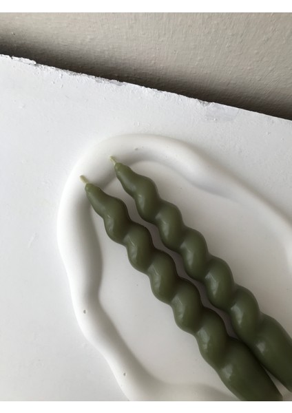 2'li Koyu Yeşil Burgu Şamdan Mumu modelleri