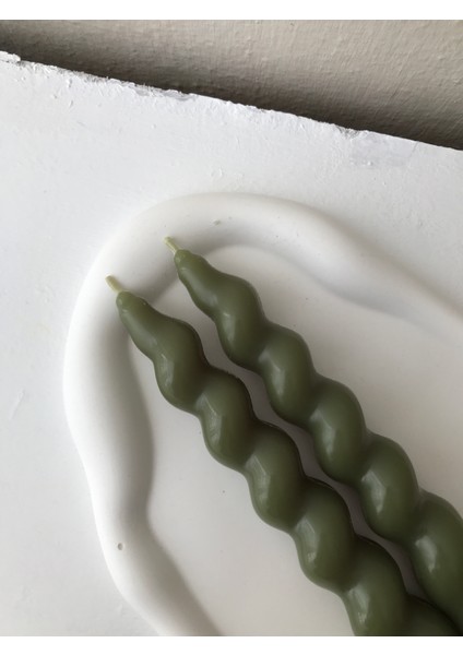 2'li Koyu Yeşil Burgu Şamdan Mumu indirimleri