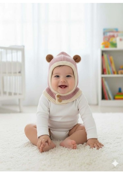 Kitti 25480-02 Düğmeli Boyunluk Triko Bere